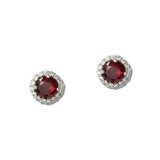 111380, ROUND HALO CUBIC ZIRCONIA STUD EARRINGS