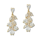 111386, CASCADING LEAF CUBIC ZIRCONIA DROP EARRINGS