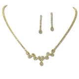 111398, TEARDROP CUBIC ZIRCONIA TENNIS CRYSTAL NECKLACE SET