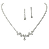 111398, TEARDROP CUBIC ZIRCONIA TENNIS CRYSTAL NECKLACE SET