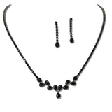 111398, TEARDROP CUBIC ZIRCONIA TENNIS CRYSTAL NECKLACE SET