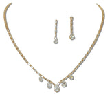 111401, TEARDROP CUBIC ZIRCONIA TENNIS CRYSTAL NECKLACE SET