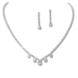 111401, TEARDROP CUBIC ZIRCONIA TENNIS CRYSTAL NECKLACE SET
