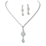 111403, BOTANICAL TEARDROP CUBIC ZIRCONIA NECKLACE SET