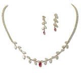 111405, MARQUISE LEAF VINE CUBIC ZIRCONIA NECKLACE SET