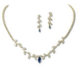 111405, MARQUISE LEAF VINE CUBIC ZIRCONIA NECKLACE SET