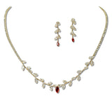 111405, MARQUISE LEAF VINE CUBIC ZIRCONIA NECKLACE SET