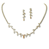 111405, MARQUISE LEAF VINE CUBIC ZIRCONIA NECKLACE SET