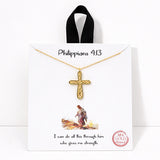 111406, PHILIPPIANS 4:13 CROSS PENDANT NECKLACE