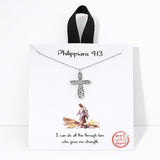 111406, PHILIPPIANS 4:13 CROSS PENDANT NECKLACE