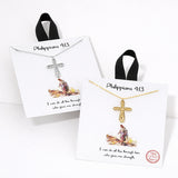 111406, PHILIPPIANS 4:13 CROSS PENDANT NECKLACE