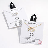 111408, LAMB OF GOD CROSS FRESHWATER PEARL AND CROWN OF THORN CHARMS NECKLACE