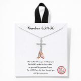 111410, NUMBER 6:24-26 CROSS CUBIC ZIRCONIA PENDANT NECKLACE