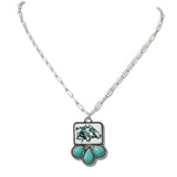 111417, WESTERN HORSE GRAPHIC TURQUOISE DROP EARRINGS wholesale fashion jewelry - GOOD FEELINGS, INC