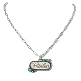 Western Rodeo Script Turquoise Pendant Necklace