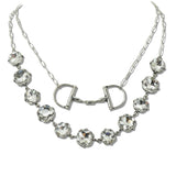 111434, WESTERN HORSEBIT ACCENT CRYSTAL RHINESTONE LAYERED NECKLACE