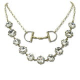 111434, WESTERN HORSEBIT ACCENT CRYSTAL RHINESTONE LAYERED NECKLACE