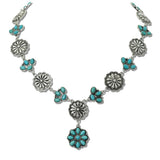 Western Turquoise Floral Concho Statement Necklace