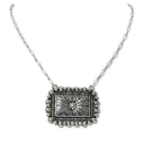 Western Sunburst Rectangular Concho Pendant Necklace