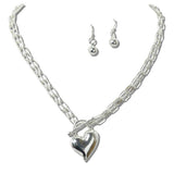 Polished Valentine Heart Toggle Pendant Necklace - view 2