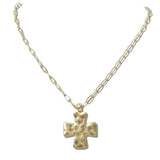 111446, HAMMERED CROSS PENDANT NECKLACE