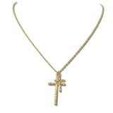 111447, HAMMERED DOUBLE CROSS PENDANT NECKLACE