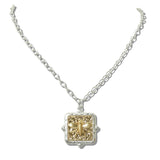 111448, TWO TONE MIXED METAL BEE SQUARE PENDANT NECKLACE