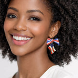 111455, PATRIOTIC AMERICAN FLAG BOW DROP EARRINGS