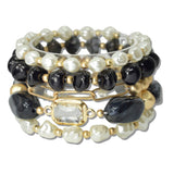 111458, RESIN MARBLED BEAD MULTI LAYERED STRETCH BRACELET
