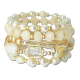 111458, RESIN MARBLED BEAD MULTI LAYERED STRETCH BRACELET