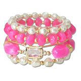 111458, RESIN MARBLED BEAD MULTI LAYERED STRETCH BRACELET
