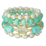111458, RESIN MARBLED BEAD MULTI LAYERED STRETCH BRACELET