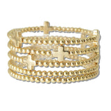 111459, CROSS ACCENT MULTI LAYERED BEAD STRETCH BRACELET