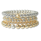 111462, MIXED METAL TWO TONE MULTI LAYERED STRETCH BRACELET