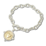111463, HEART COIN TOGGLE CHARM ROPE CHAIN BRACELET