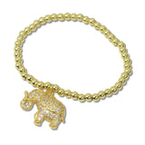 111466, PAVE ELEPHANT CHARM STAINLESS STEEL BEAD STRETCH BRACELET