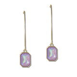 111471, EMERALD CUT CRYSTAL DROP EARRINGS