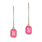 111471, EMERALD CUT CRYSTAL DROP EARRINGS