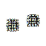 111472, IRIDESCENT PAVE CRYSTAL ENAMEL STUD EARRINGS