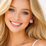 111472, IRIDESCENT PAVE CRYSTAL ENAMEL STUD EARRINGS