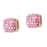 111472, IRIDESCENT PAVE CRYSTAL ENAMEL STUD EARRINGS