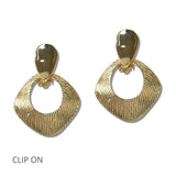111473, TEXTURED GEOMETRIC CLIP ON EARRINGS