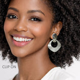 111473, TEXTURED GEOMETRIC CLIP ON EARRINGS