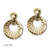 111474, HONEYCOMB TEXTURED GEOMETRIC CLIP ON EARRINGS
