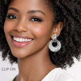 111474, HONEYCOMB TEXTURED GEOMETRIC CLIP ON EARRINGS