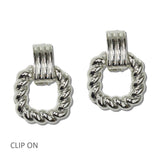 111475, TWISTED ROPE TEXTURE CLIP ON EARRINGS