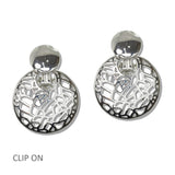 111476, FILIGREE CUTOUT GEOMETRIC CLIP ON EARRINGS