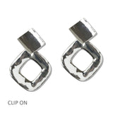 111477, HAMMERED SQUARE CLIP ON EARRINGS