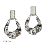 111478, HAMMERED TEARDROP CLIP ON EARRINGS