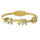 111481, PAVE CRYSTAL ELEPHANT STAINLESS STEEL BANGLE BRACELET